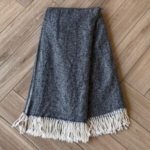 Pottery Barn Navy and White Herringbone Throw